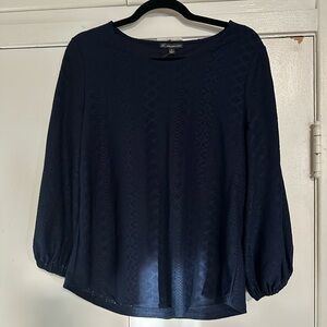 Adrianna Papell Eyelet Knit Top | Denim Blue | M NWT